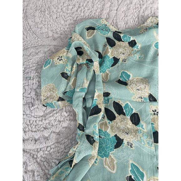 Style & Co Mint Green Floral V Neck Blouse Women's Size 8 Hidden Zip Cls - Picture 11 of 11